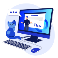 The image shows a symbolic representation of online learning